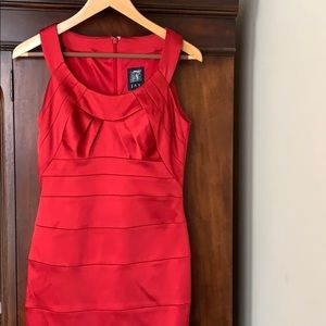Red satin cocktail dress